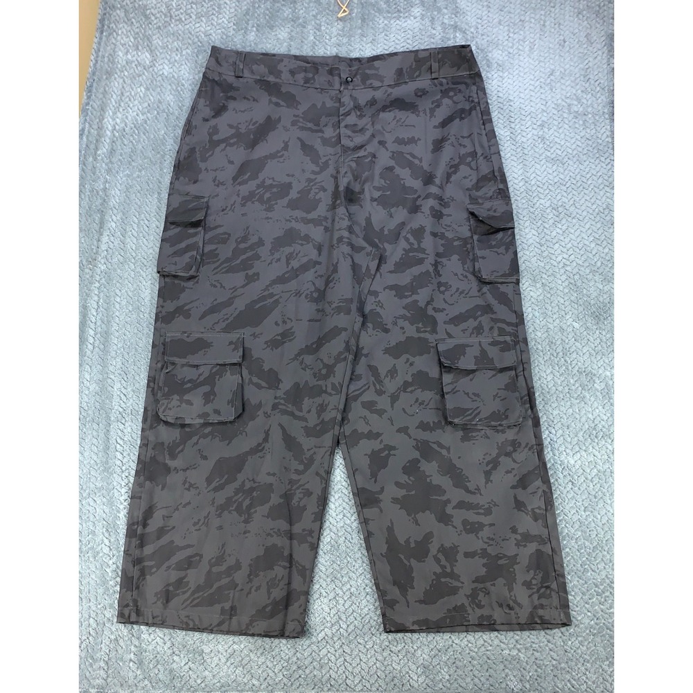 PrettyLittleThing Womens Grey Tiger Camo Cargo Pants Wide Leg Plus Size 24/26